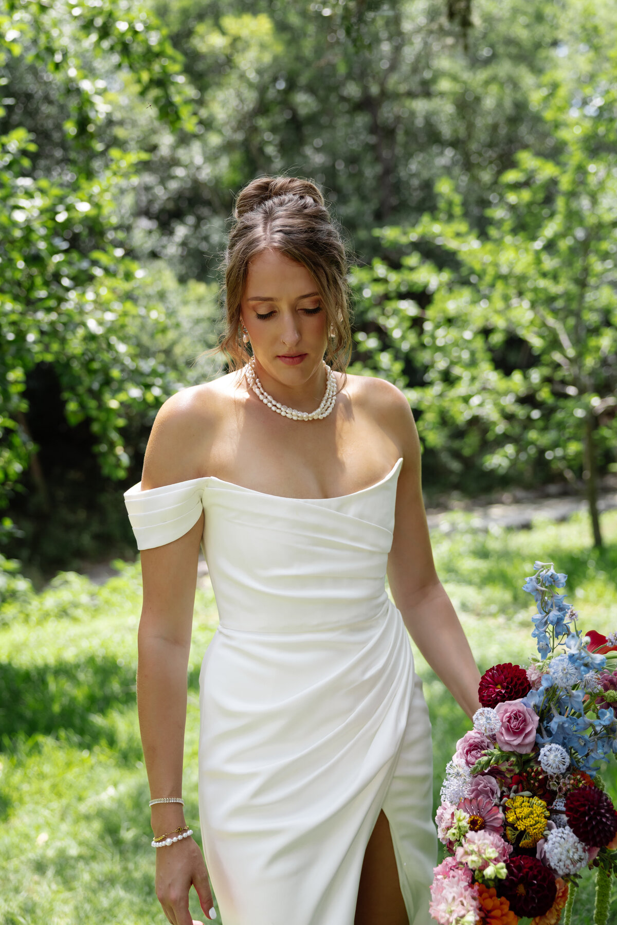 Bridal Portraits in garden at wedding venue in Austin texas
