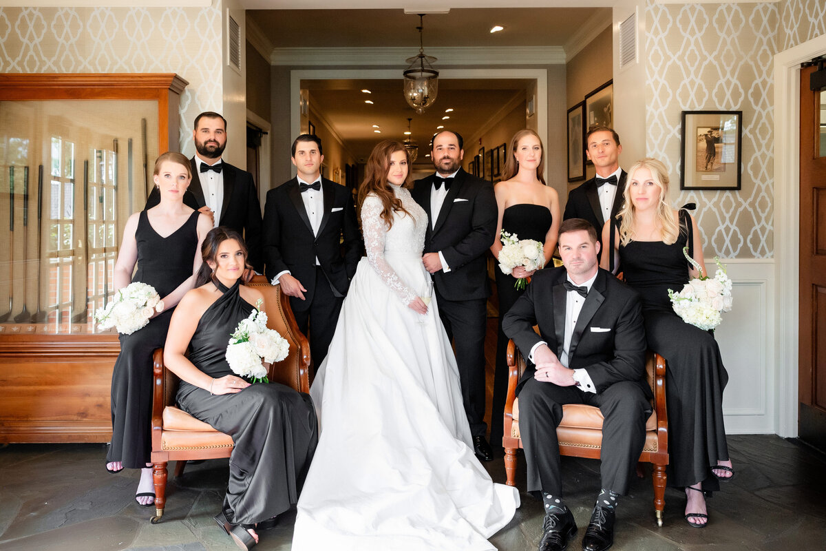 wedding party serious pose