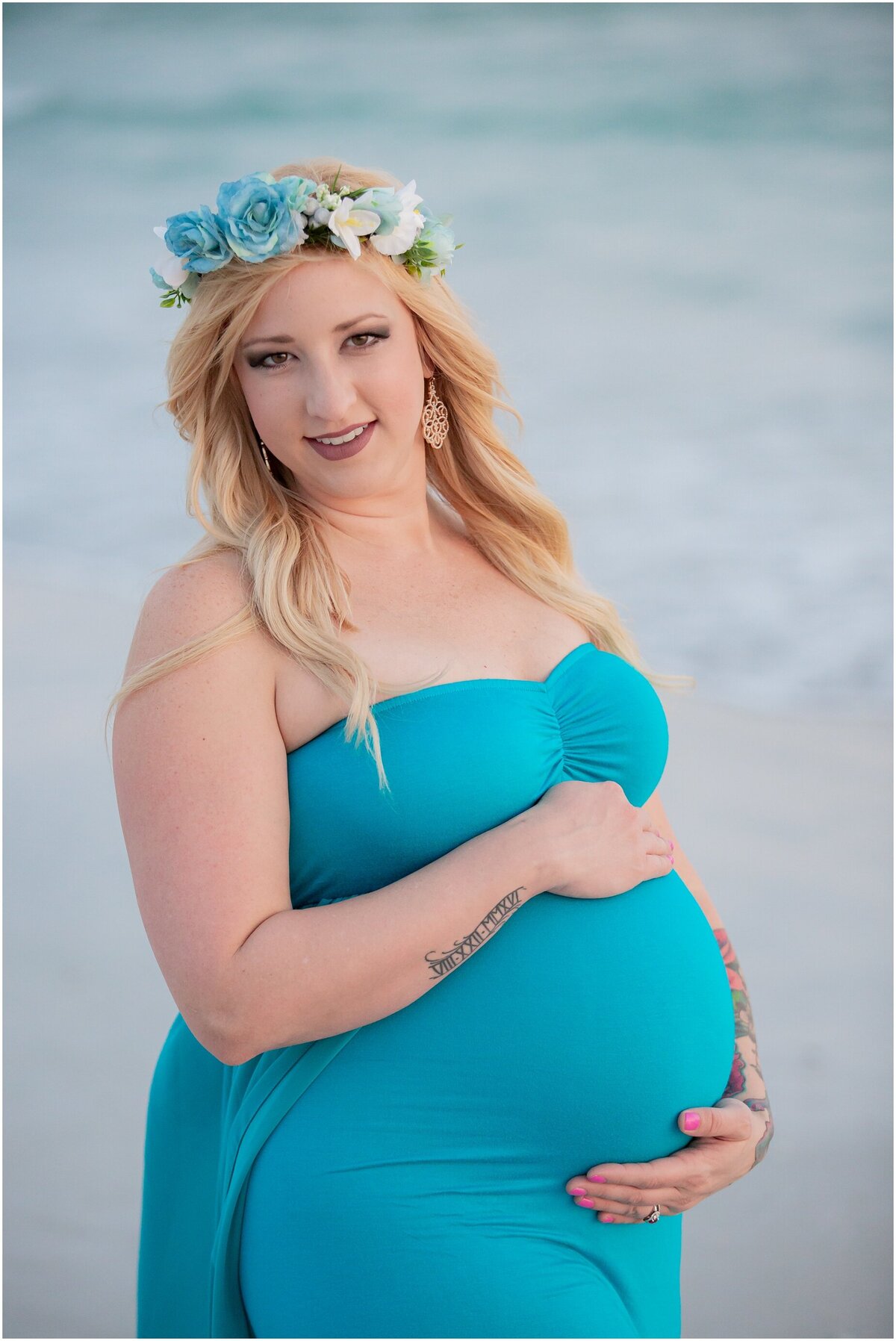 Maternity photography at Siesta Key Beach at Sunset