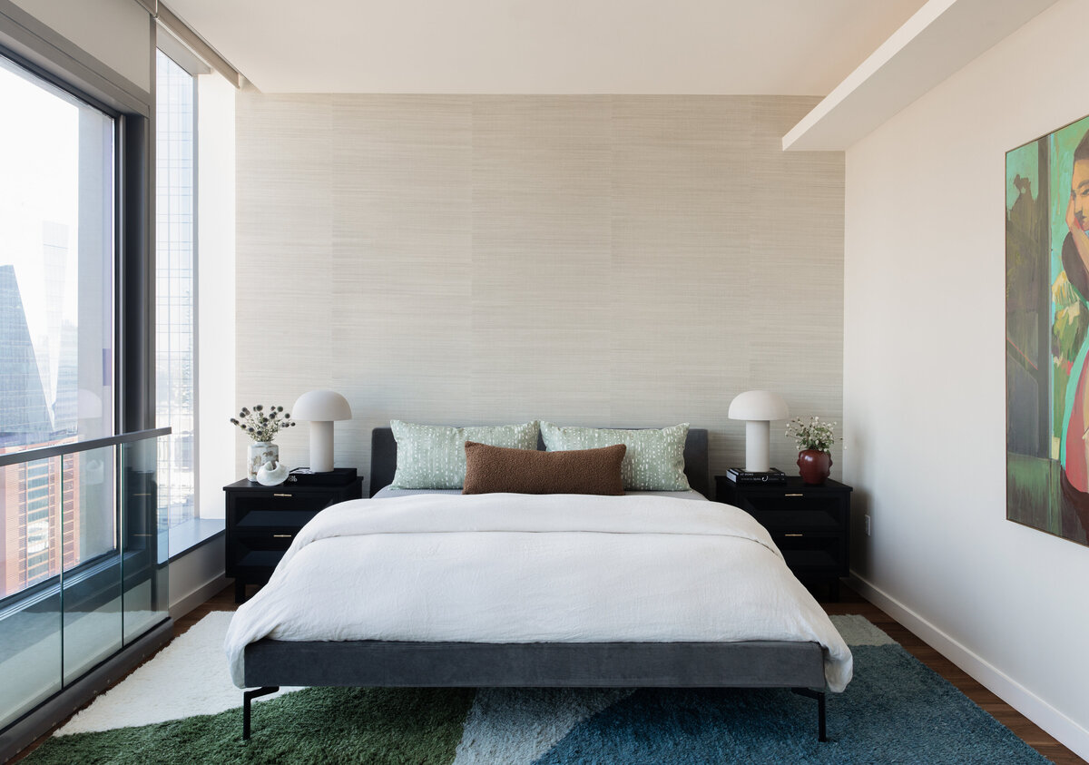 Apartment bedroom with city view