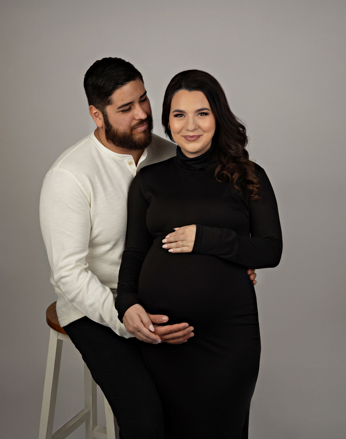 lifestyle posed casual couple image by best san antonio texas photographers gown maternity photography session 