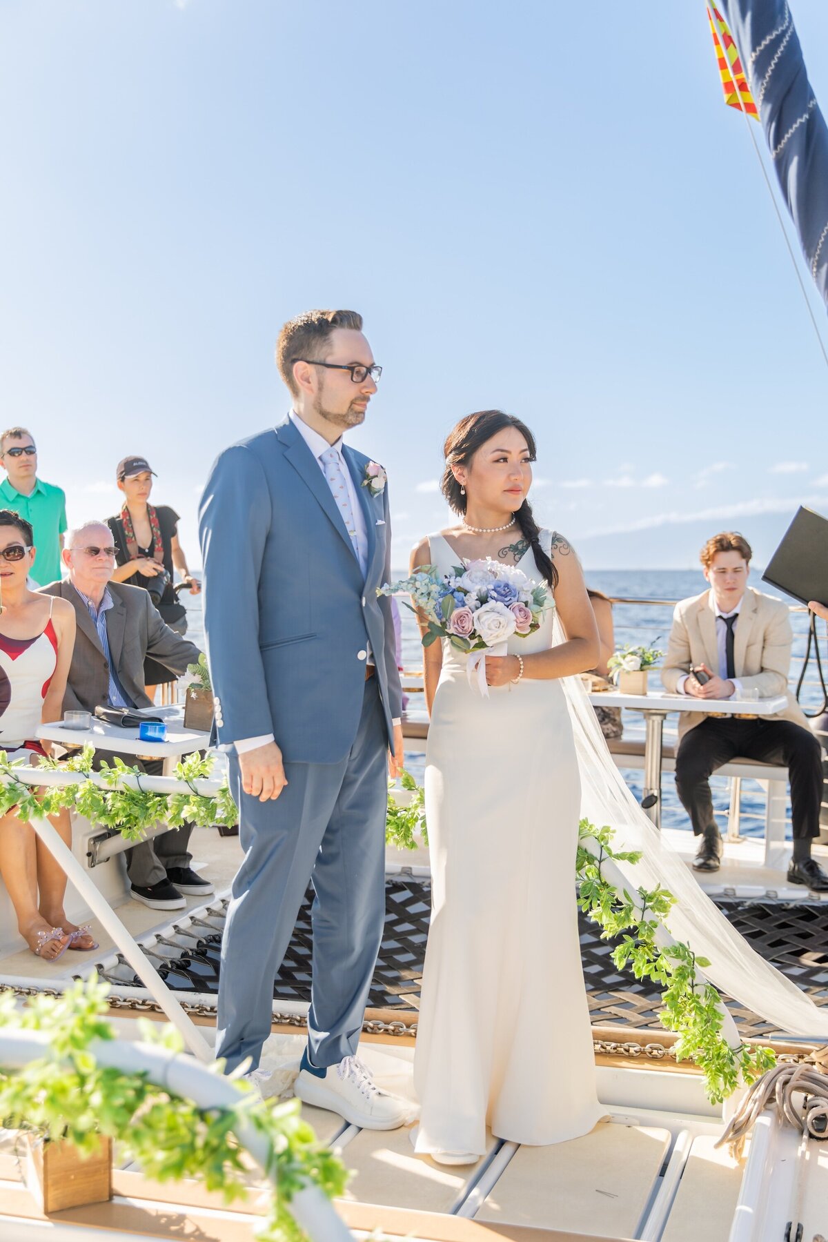 Karma Hill Photography photographing wedding on catamaran