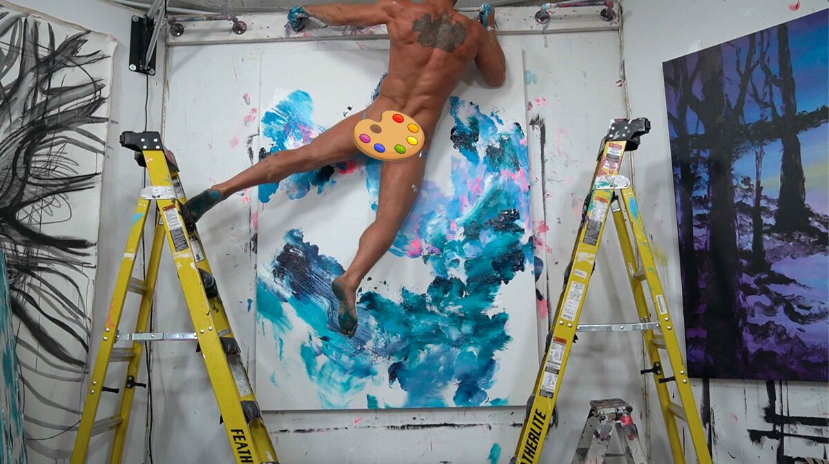 Brent Ray Fraser Double Ladder Wall Abstract Penis Painting 2021 3