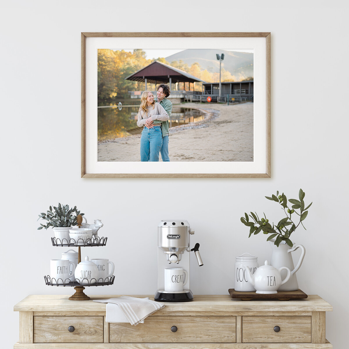Framed artwork of an engagement photoshoot at Vogel State Park, by Amanda Touchstone, an Athens photographer