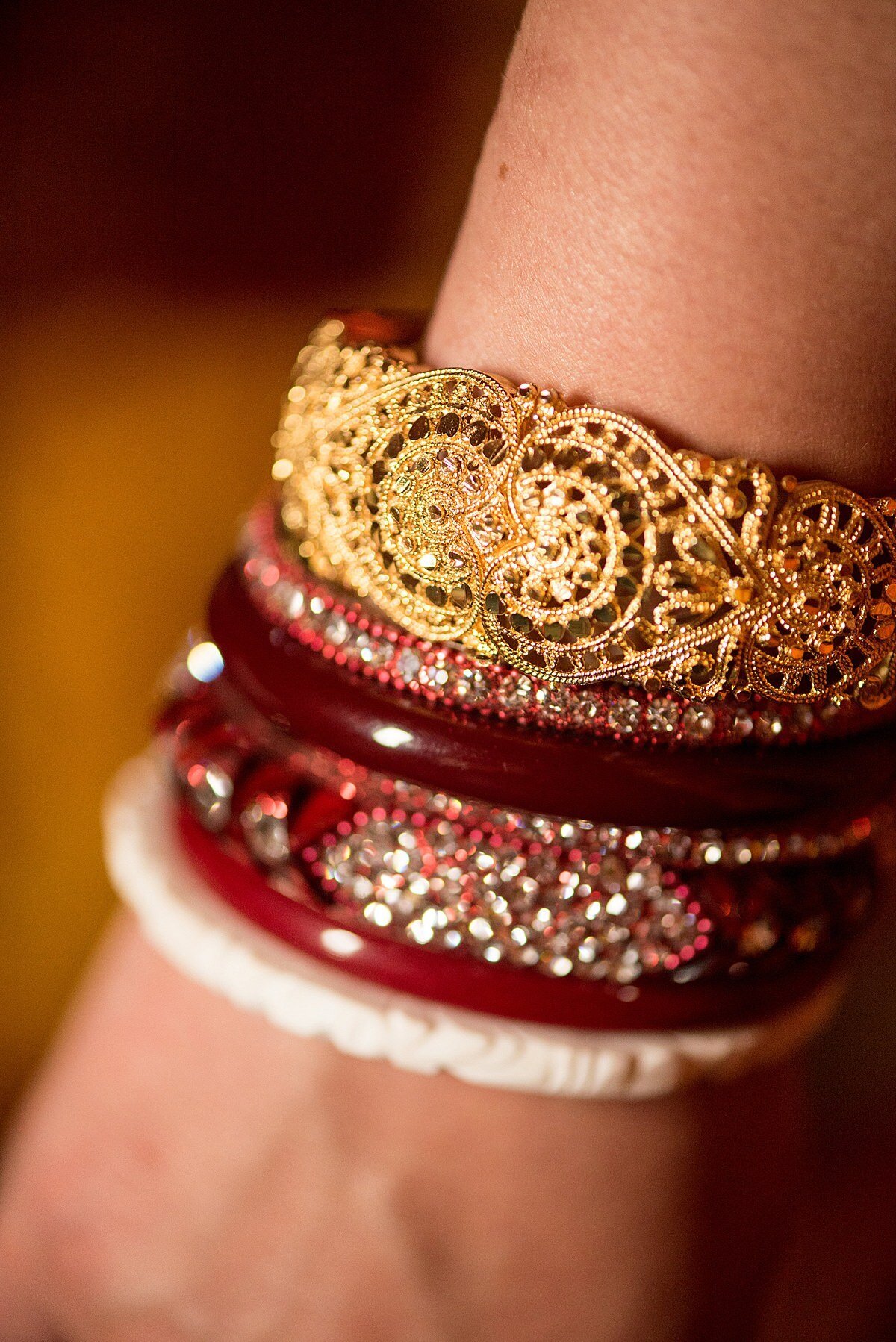Hindu Wedding Bridal Bangles in red, silver and gold