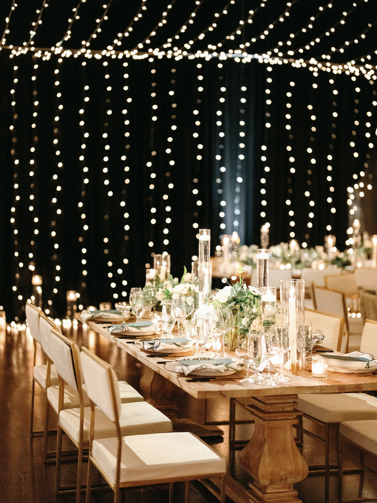 A Romantic Candlelit Wedding Reception with Elegant Decor.