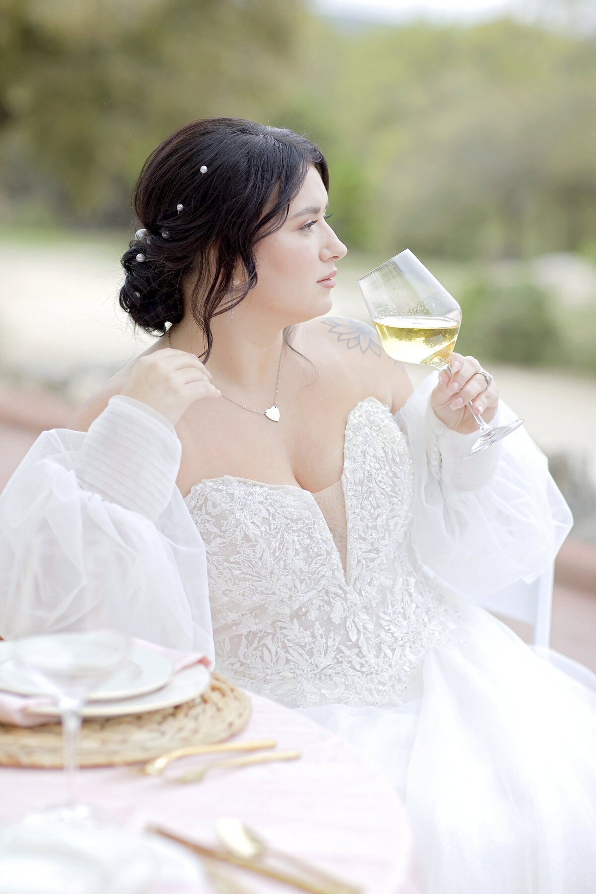 bridal portrait-champagne-san antonio wedding photographer-wedding dress with sleeves