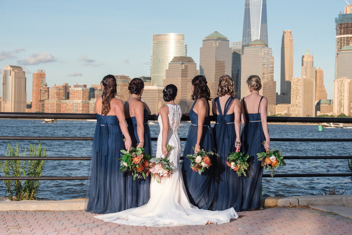 bride and her bridesmaids outside Maritime Parc