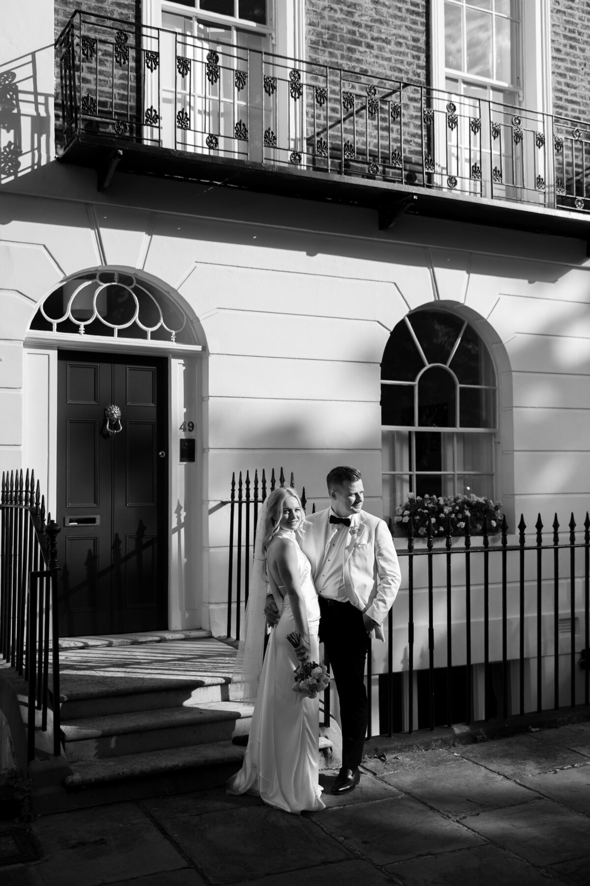 Editorial couple portrait at London wedding
