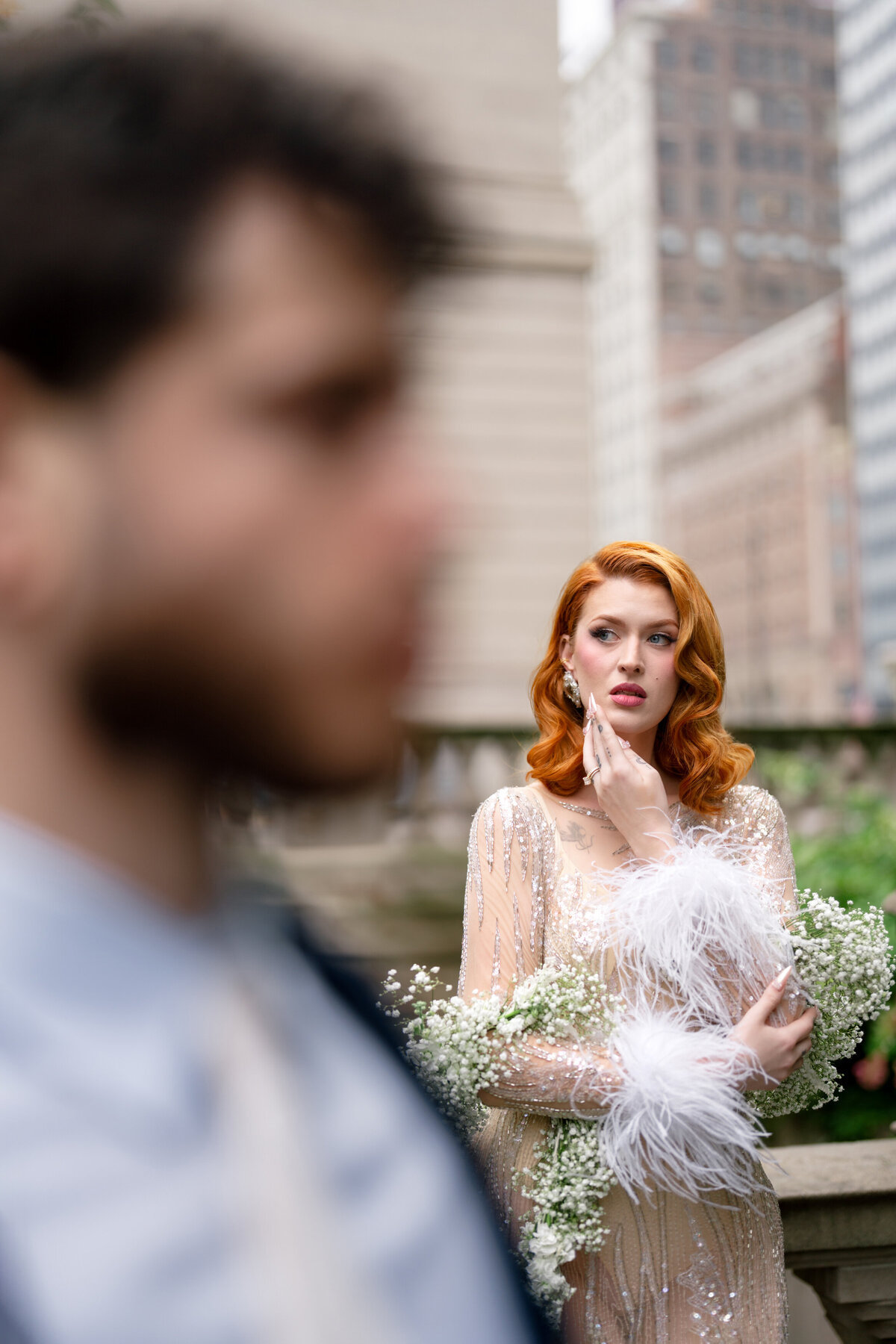 Berlez-Aspen-Avenue-Chicago-Wedding-Photographer-Glam-Atelier-Clair-De-Lune-Vintage-Bob-Mackie-Sheer-Beaded-Gown-Luxury-Engagement-Art-Institute-of-Chicago-South-Garden-11