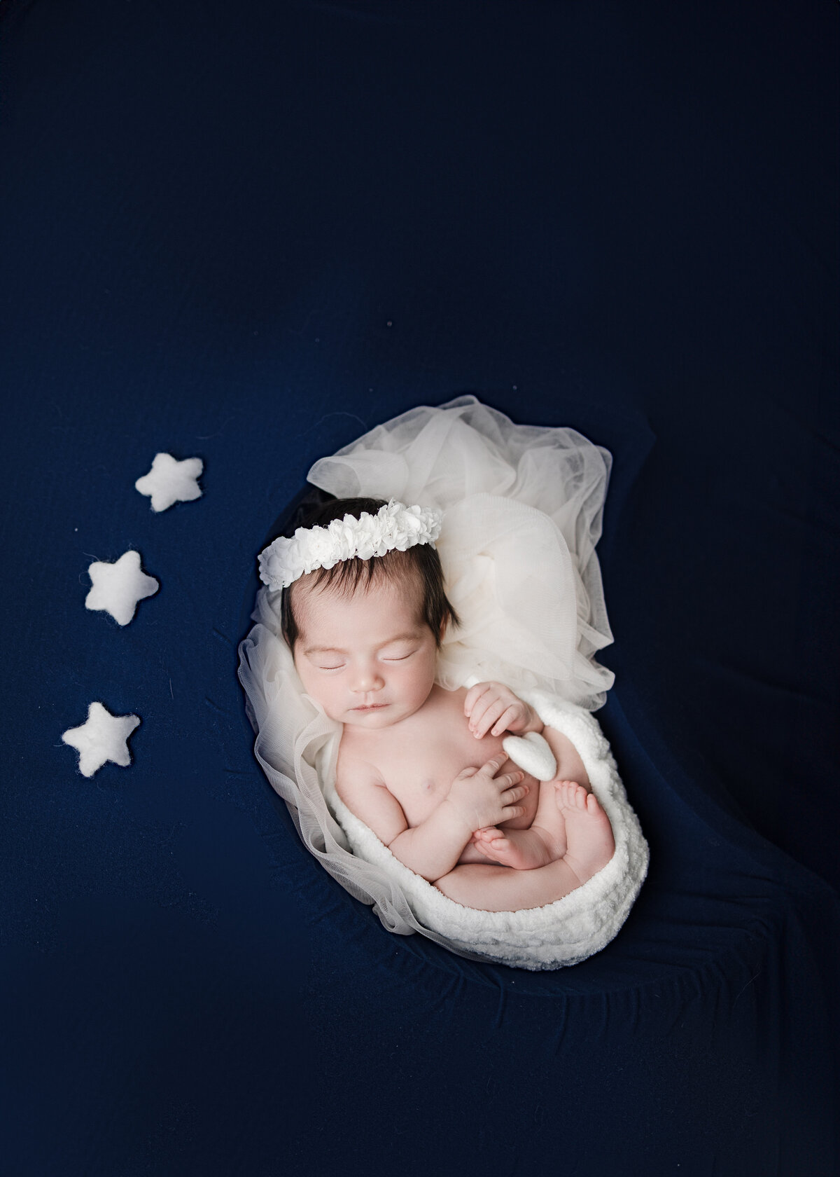 moon and stars newborn photo baby boy