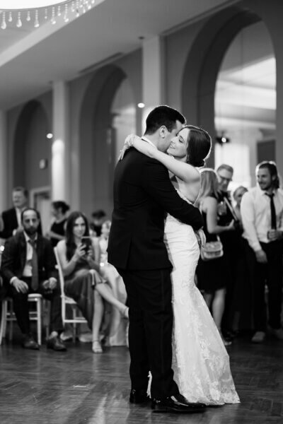 Bride and groom dancing at wedding by wedding planners chicago il