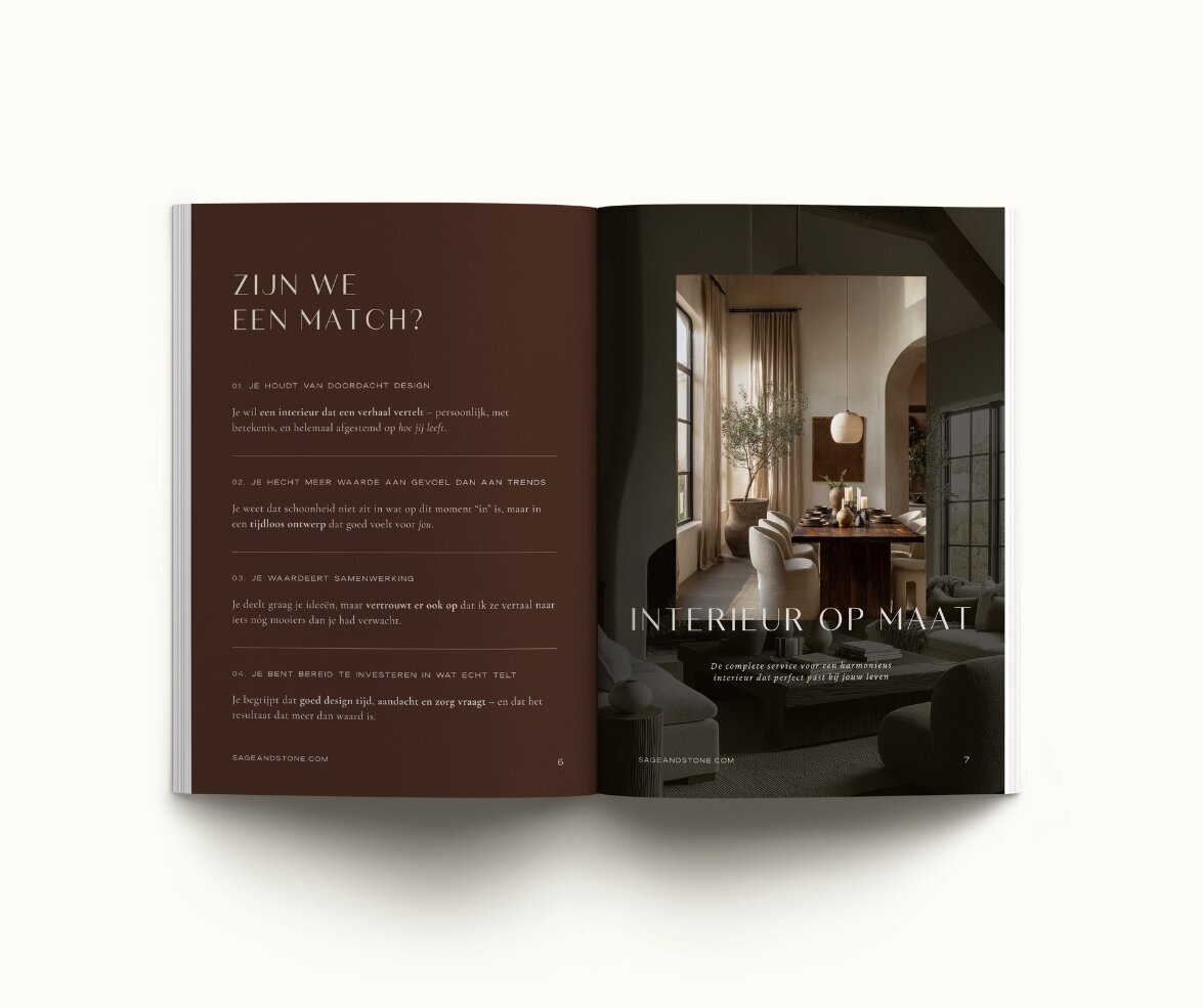 Brochure template voor interieurontwerpers Sage & Stone 7