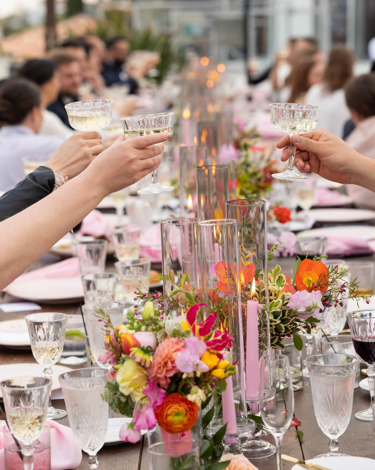 hand holding crystal glasses