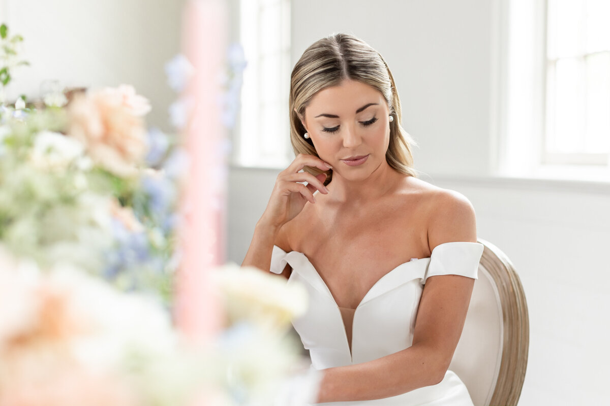 PEI Bride sitting at table