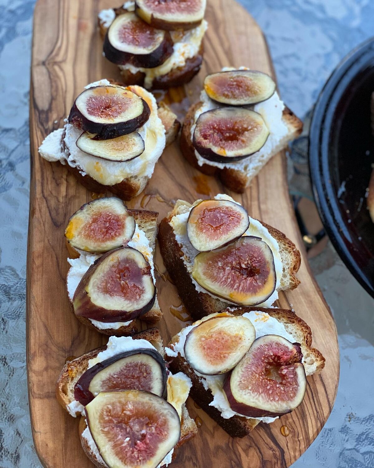 The Grateful Gourmet Catering Whipped Ricotta Crostini with Figs