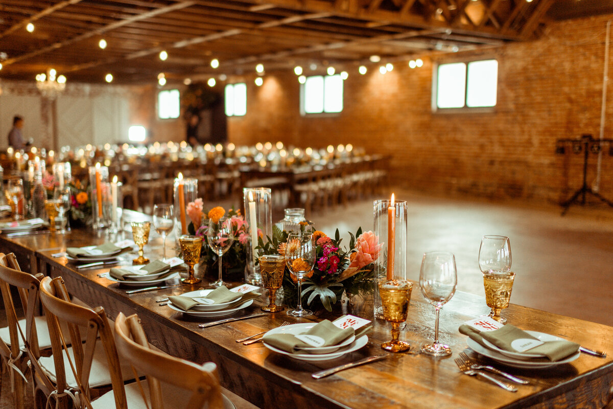 Bright and colorful florals at the St Vrain wedding venue in Longmont, Colorado