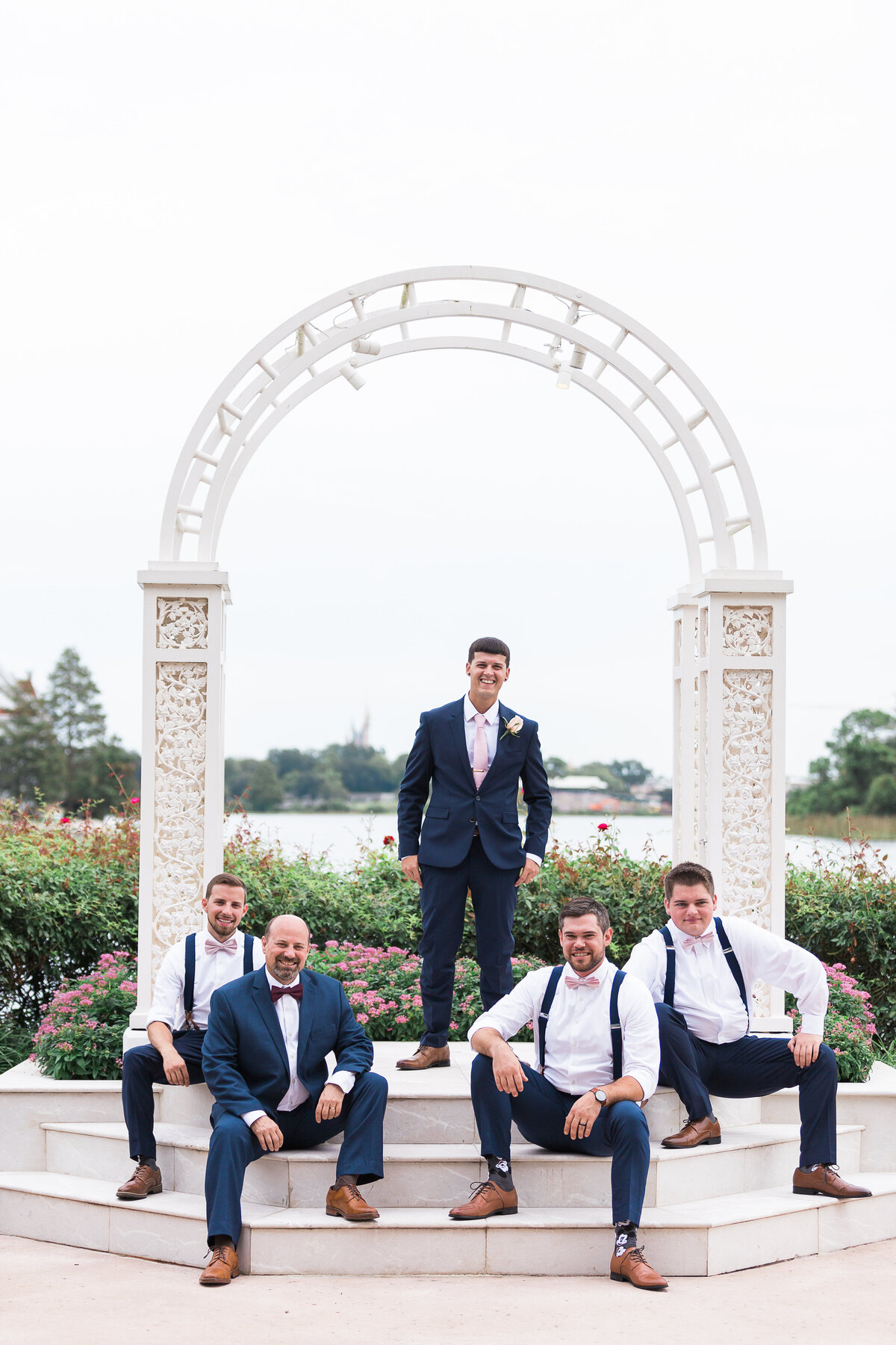 Groom and groomsmen at Disney wedding