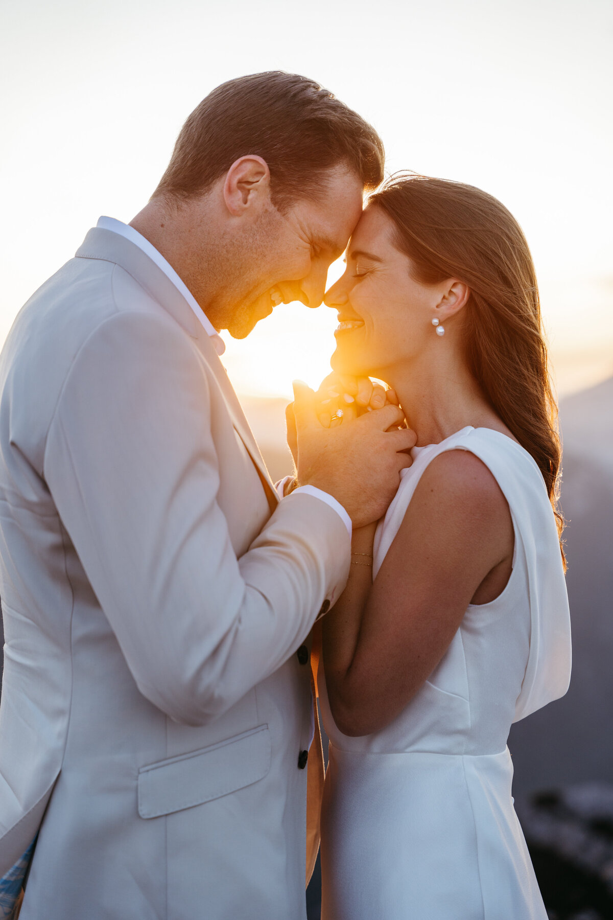 Sweet couple intimate mountain top elopement Tre Cime Dolomites