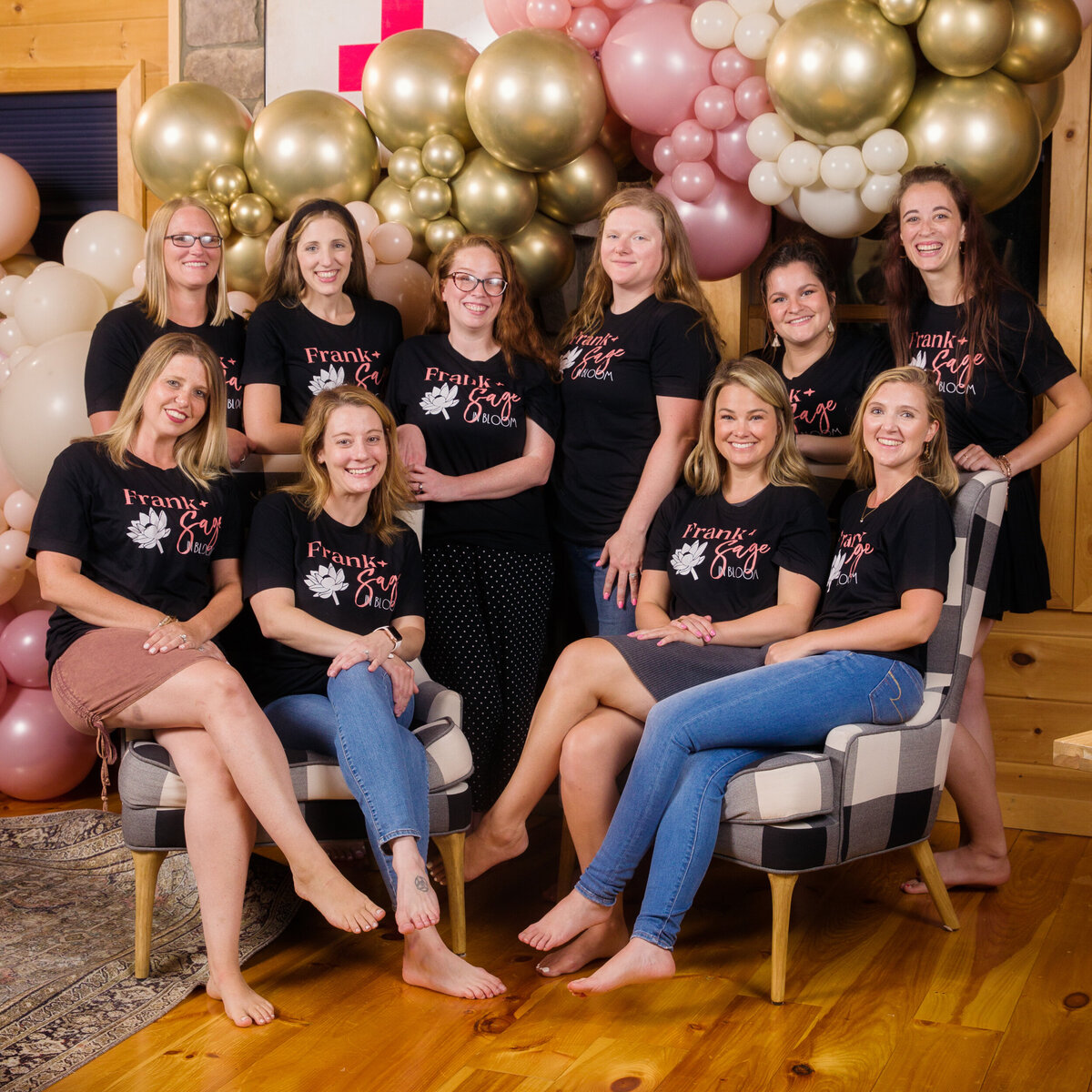 Influencer branding photo of women sitting in a cabin