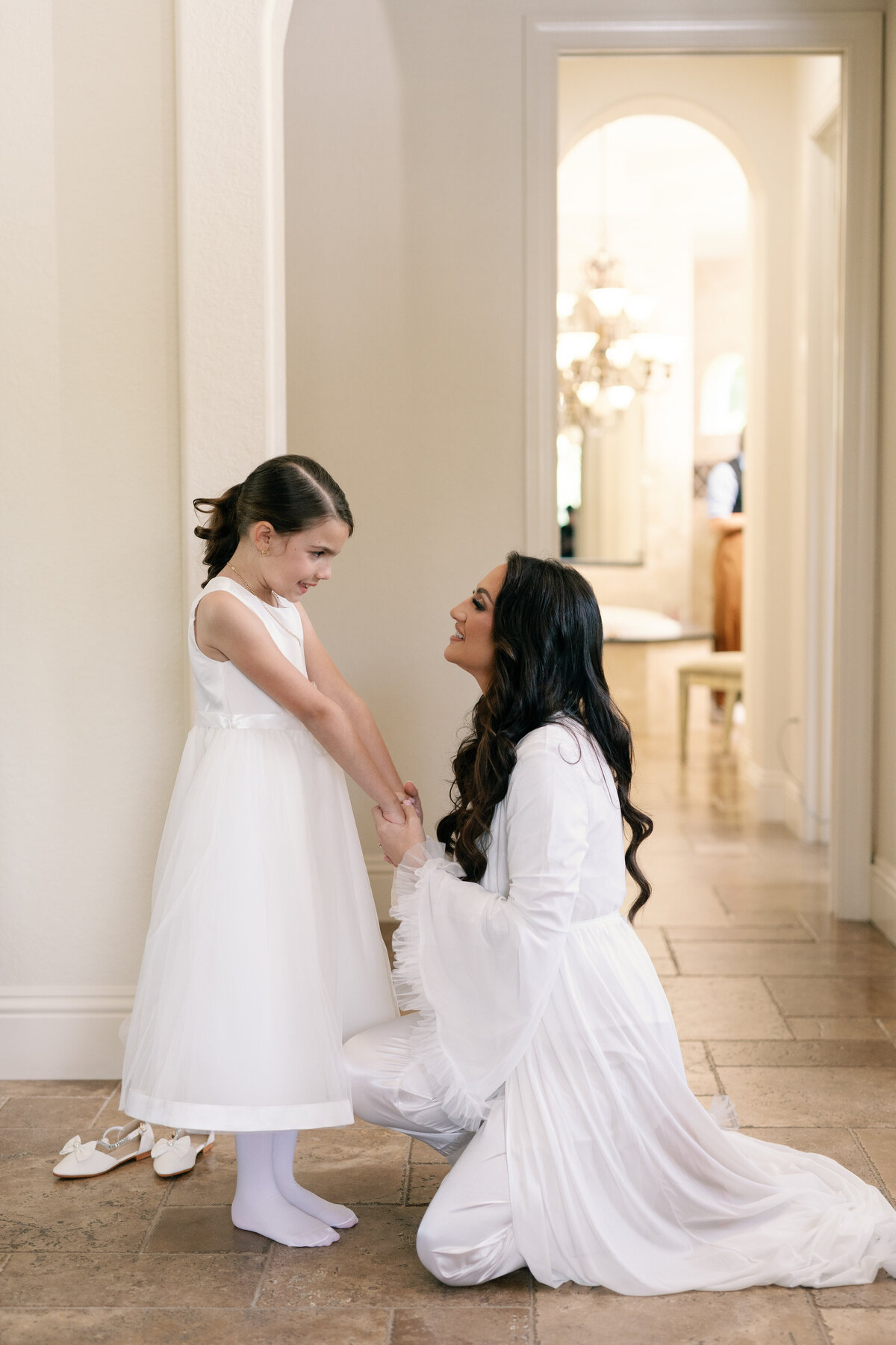 emotional sister moment getting ready for wedding at La Casa Toscana