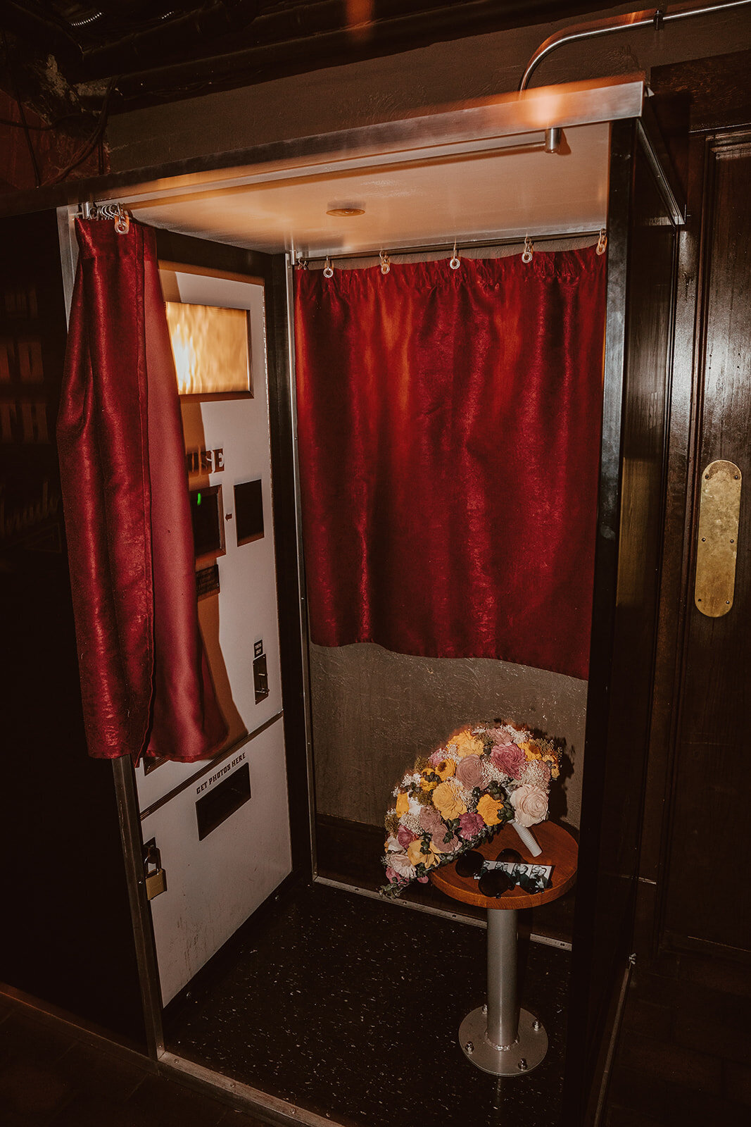 wedding flowers in photo booth