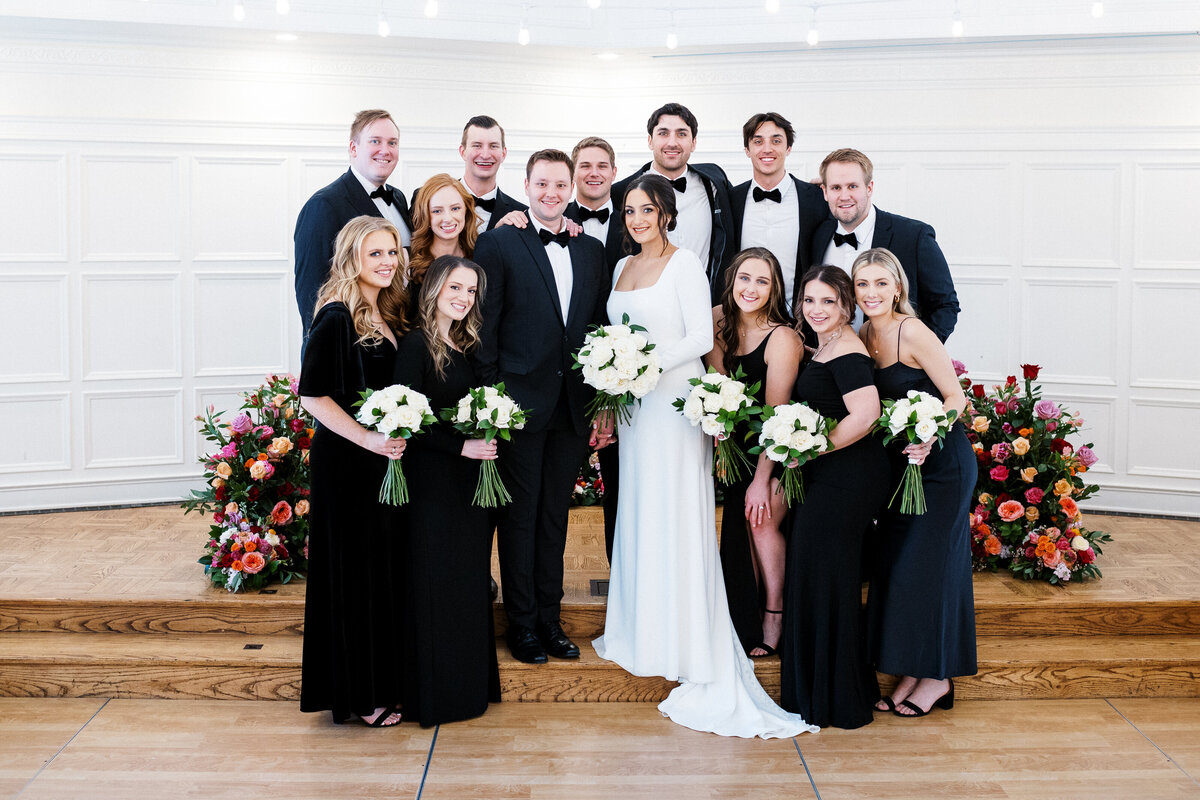 wedding party group photo at St. Paul College Club