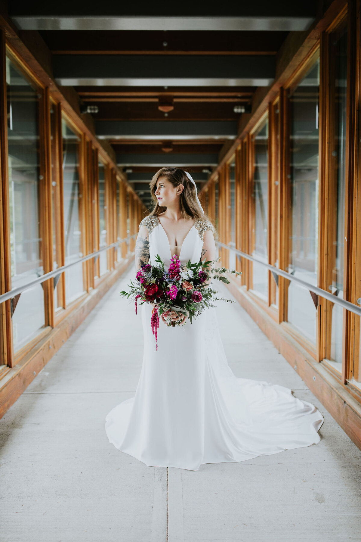 bride with custom bouquet at Nita Lake Lodge Whistler wedding - Within the Flowers
