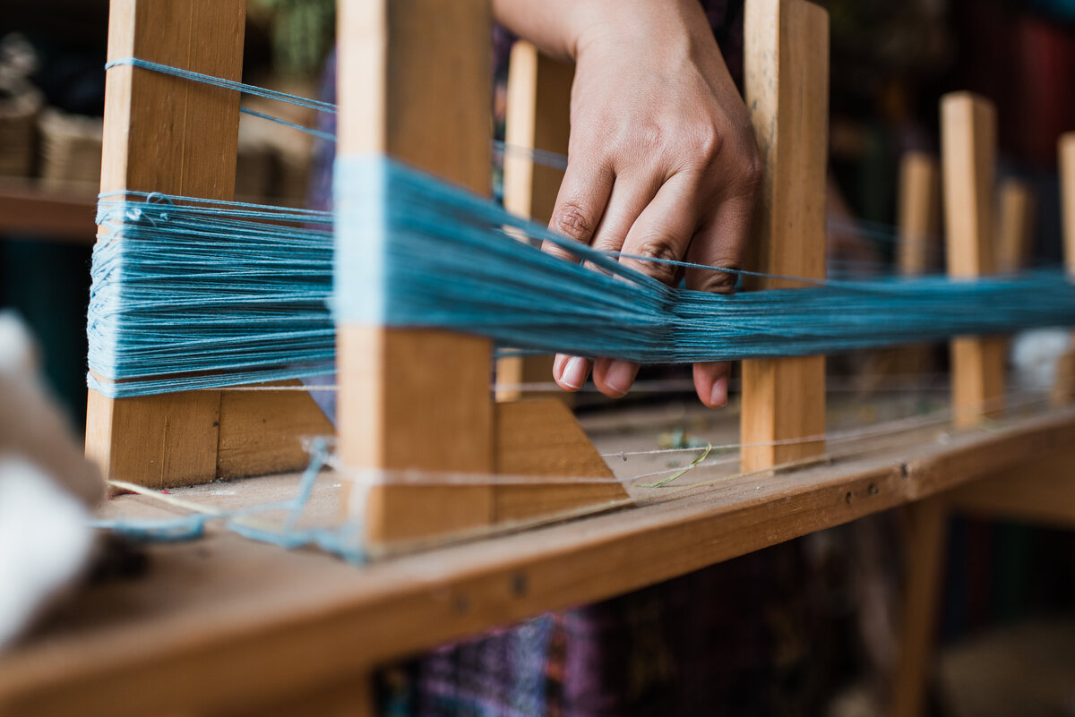 Preparing dyed cotton for weaving - San Diego Branding Photographer -7