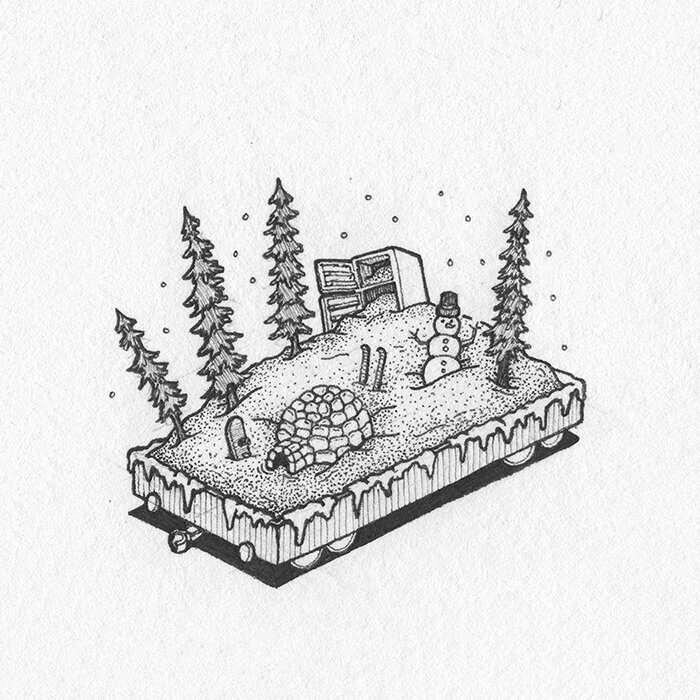 Pen and Ink Illustration of Inktober 2023 prompt: Frost