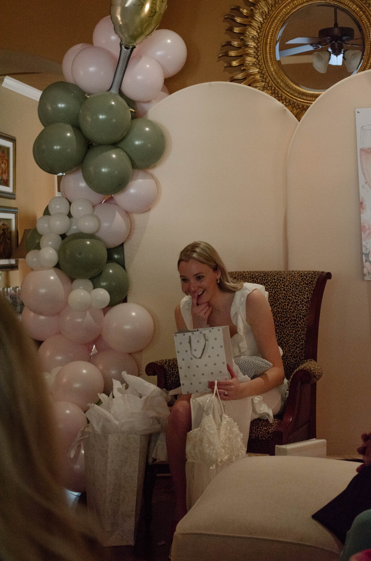 bridal shower gift reaction photo
