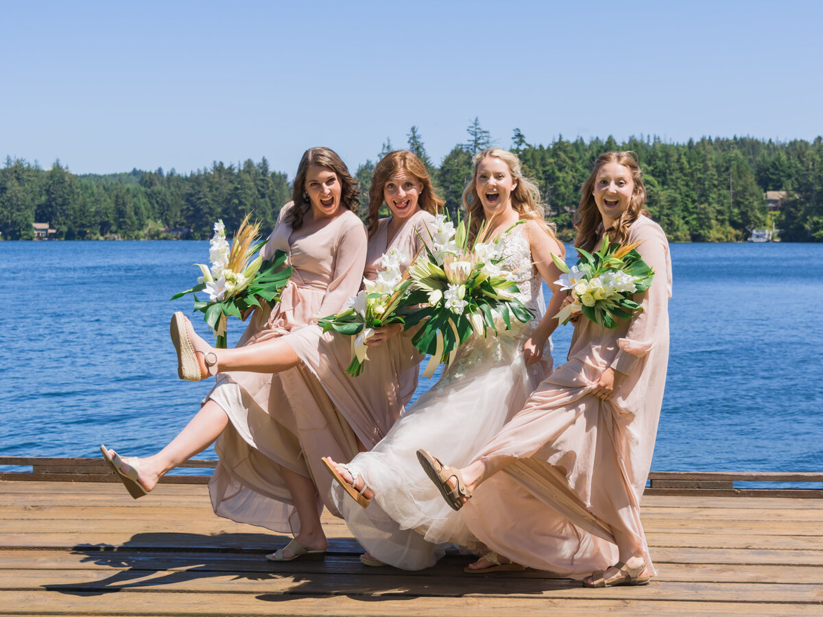 Funny photo of bride and bridesmaids . Lake Tahoe Wedding
