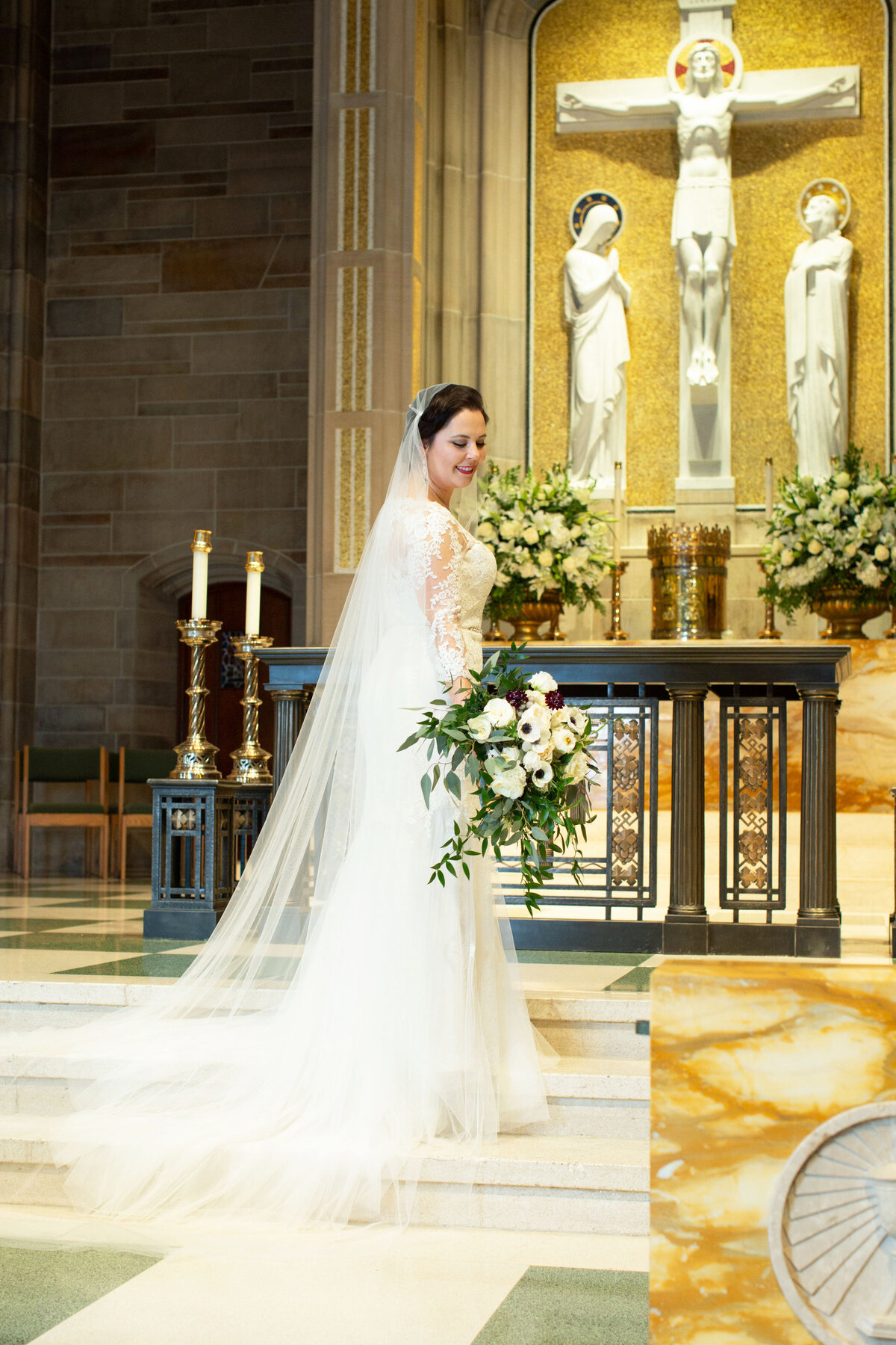 Atlanta-Editorial-Wedding-Photographer-Bride-in-Church-Altar
