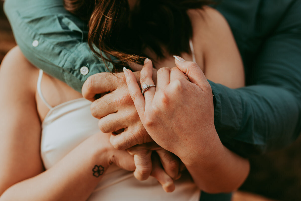 sedona engagement photos with couple holding hands