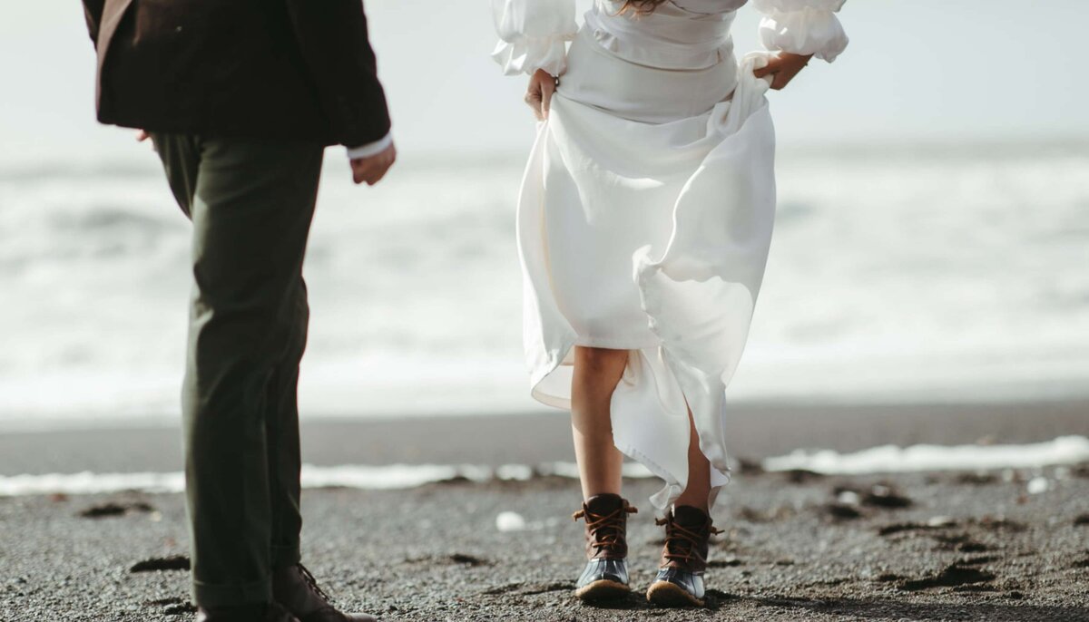 Beach-Wedding-Couple-Walking-On-Sand