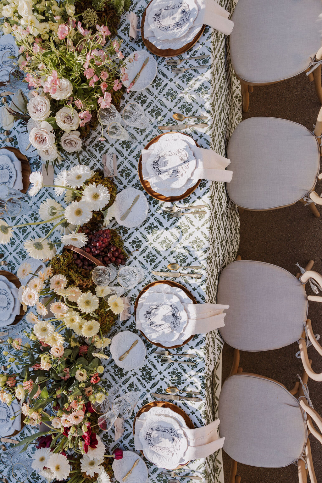 romantic intimate wedding tablescape, spring small chic wedding reception table decor