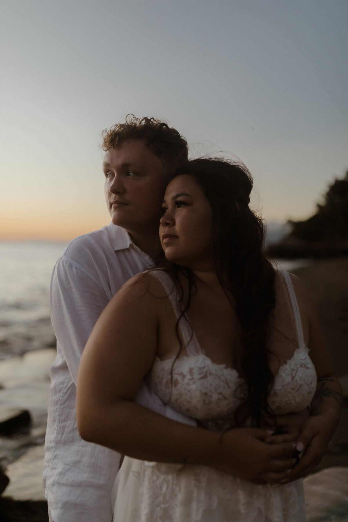 Bride and groom at dusk