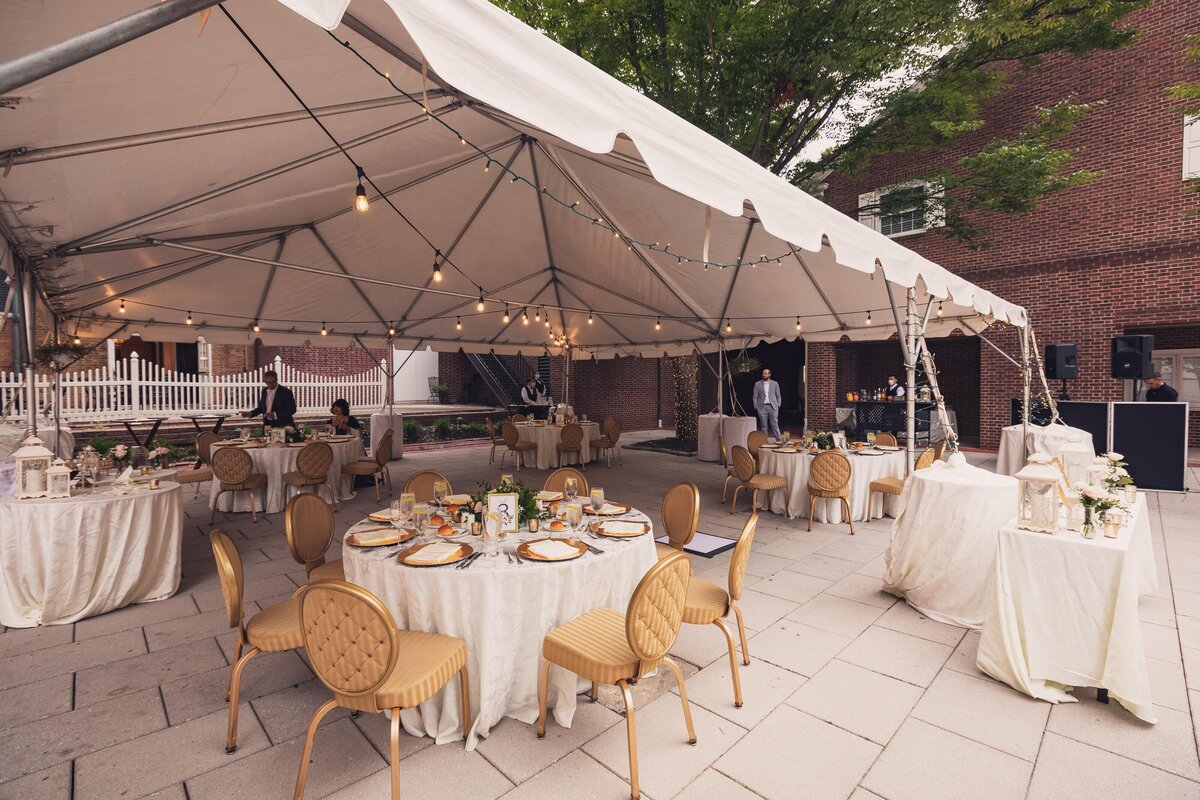 Tented Wedding Reception Round Table Setting