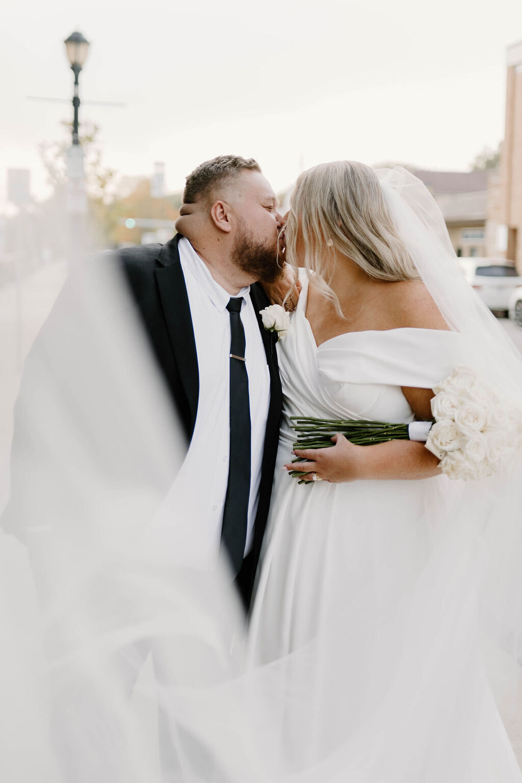 Indiana_Michigan_Wedding Planner_Ana Pierson Photography_Eagles Theatre_Wabash Indiana_Bridal Fashion_Editorial_Couple's Kiss_Married