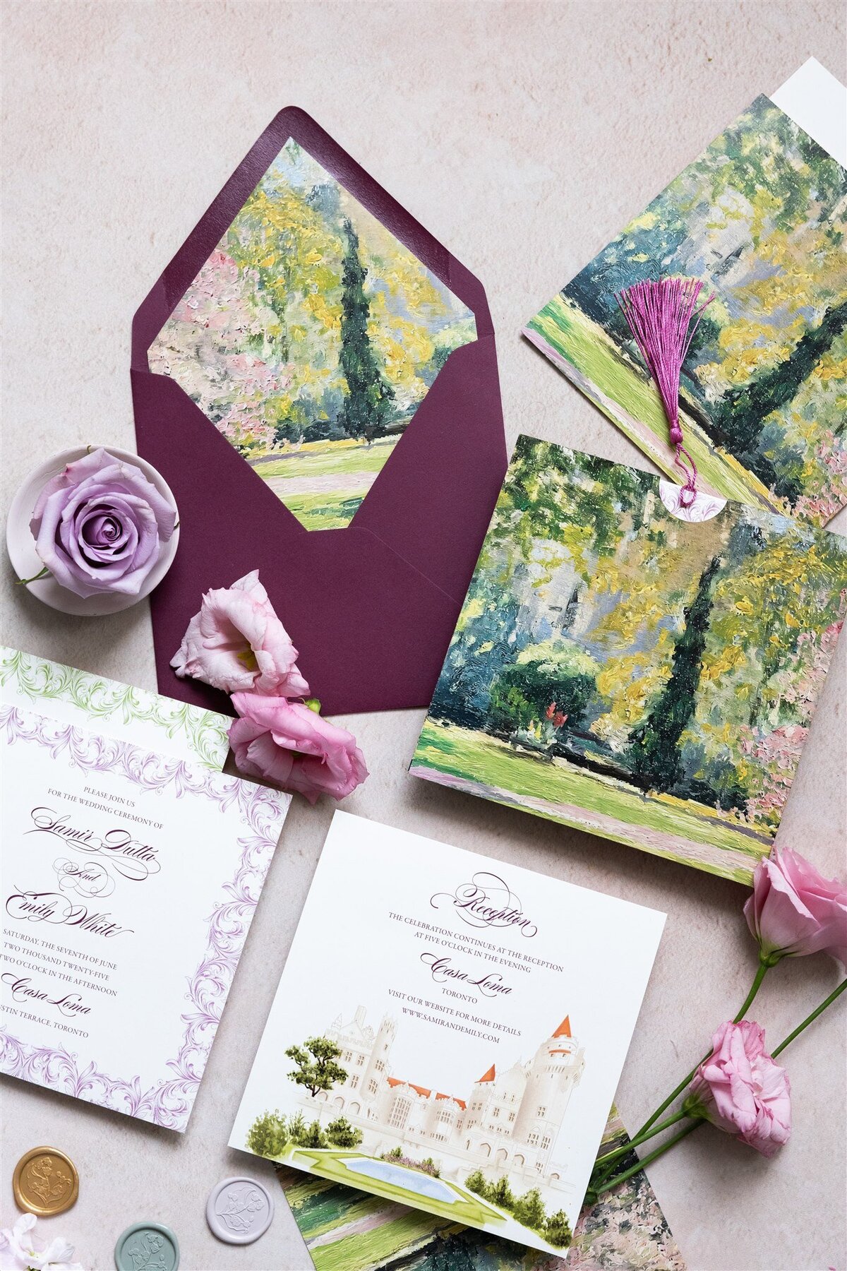Casa Loma garden inspired wedding invitation 2