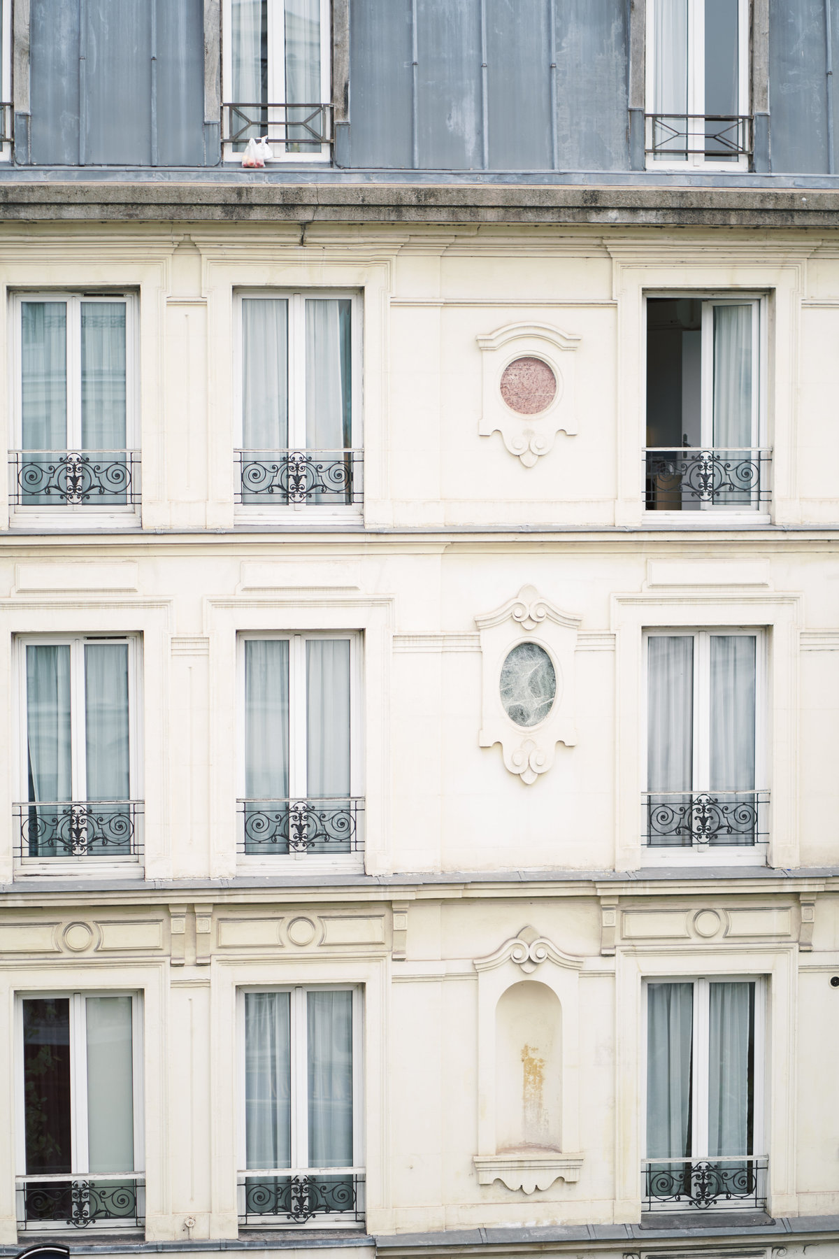 France  white building  with black railing