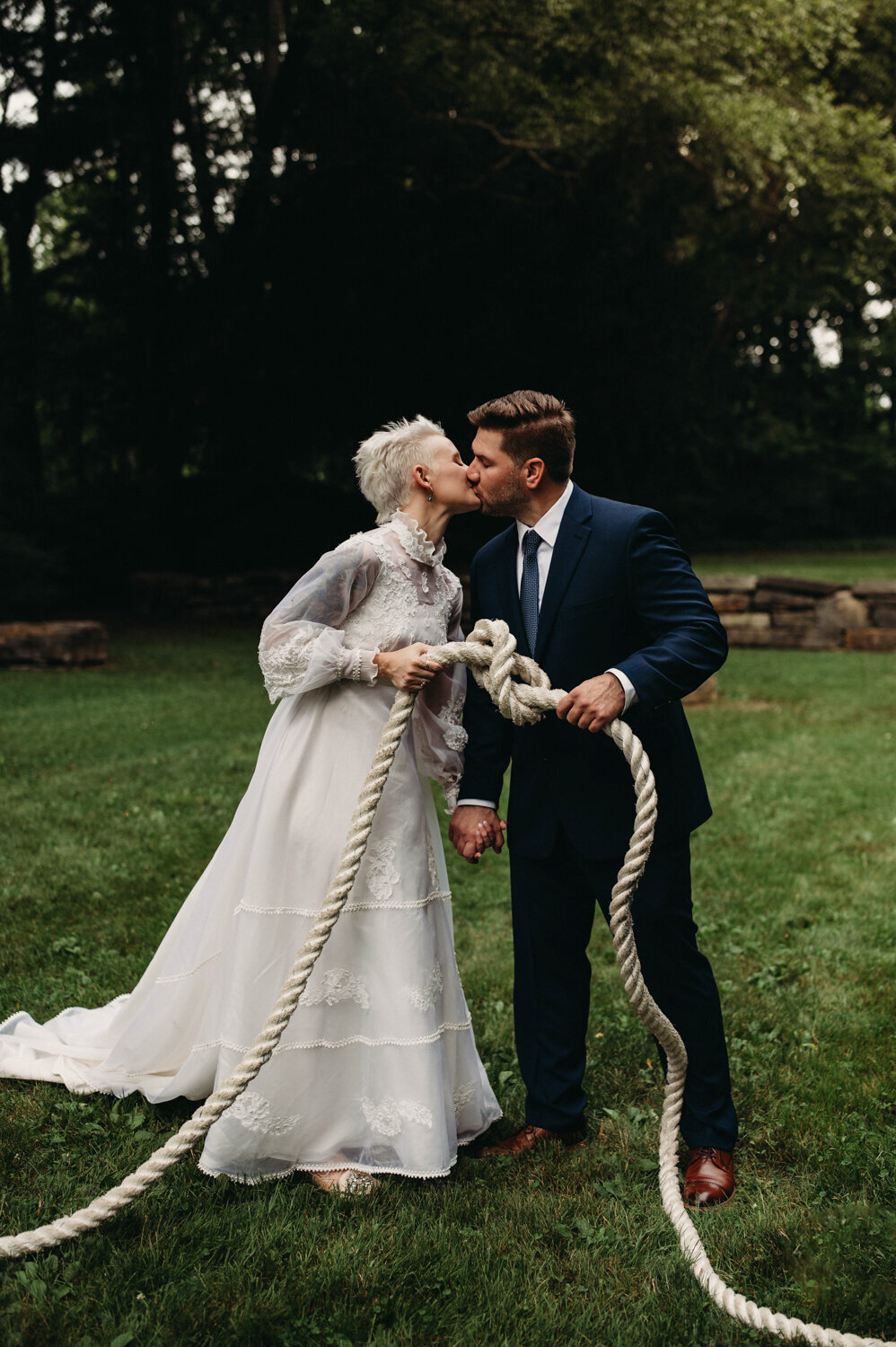 Couple eloped and tied the literal knot on summer ohio wedding day.