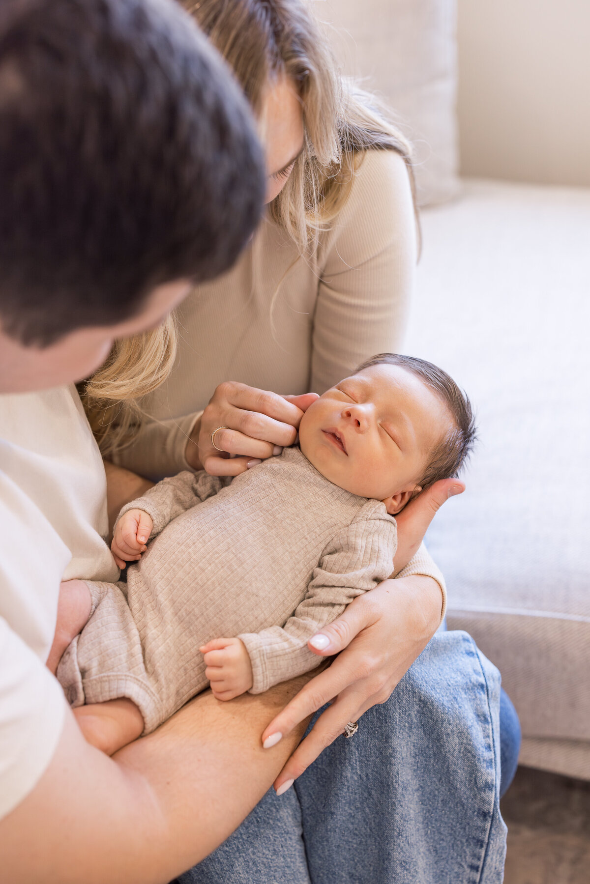 sweet newborn photo in home