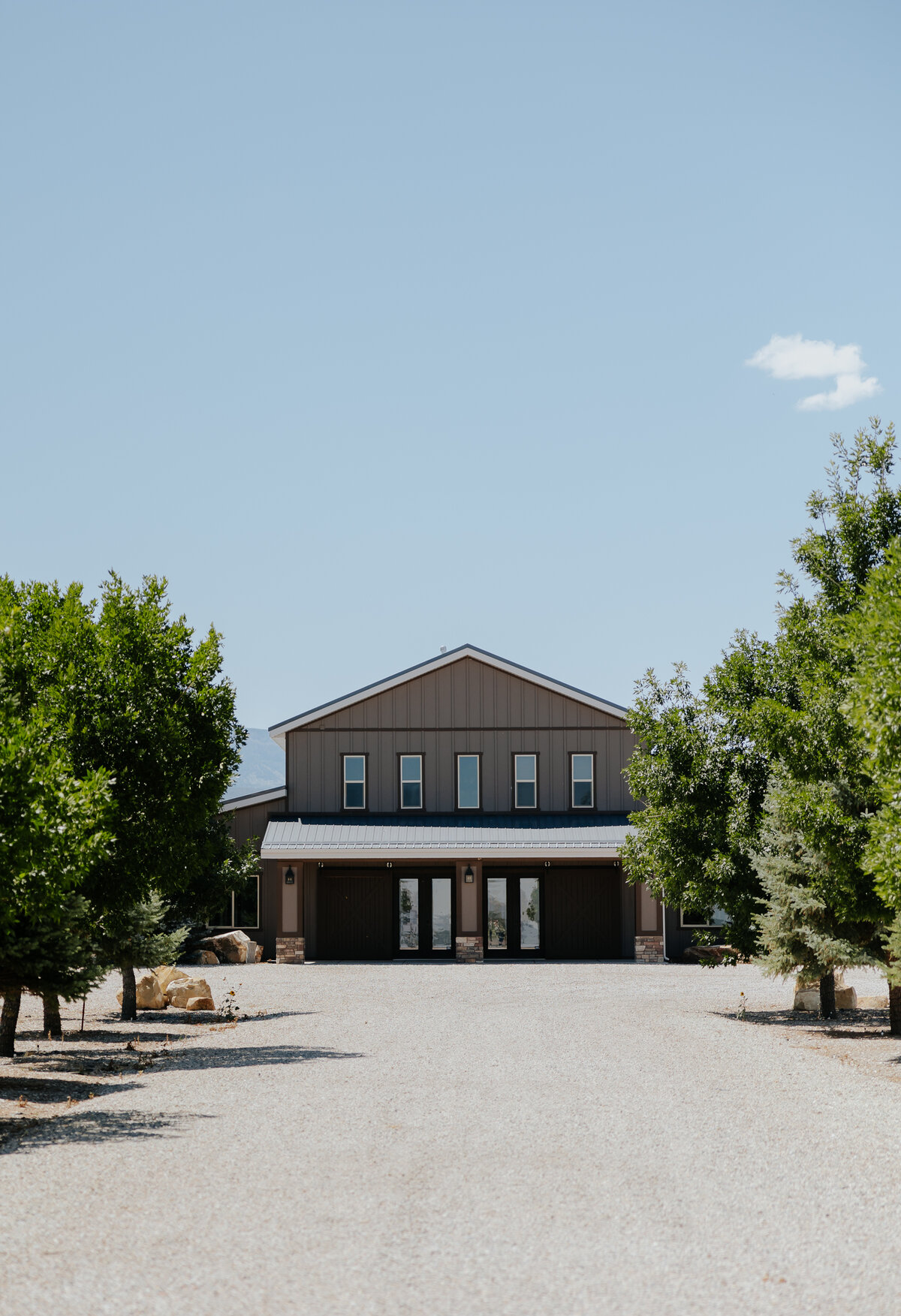The barn at the end of the gravel drive