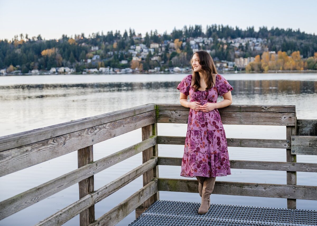 juanita bay park senior girl in pink dress