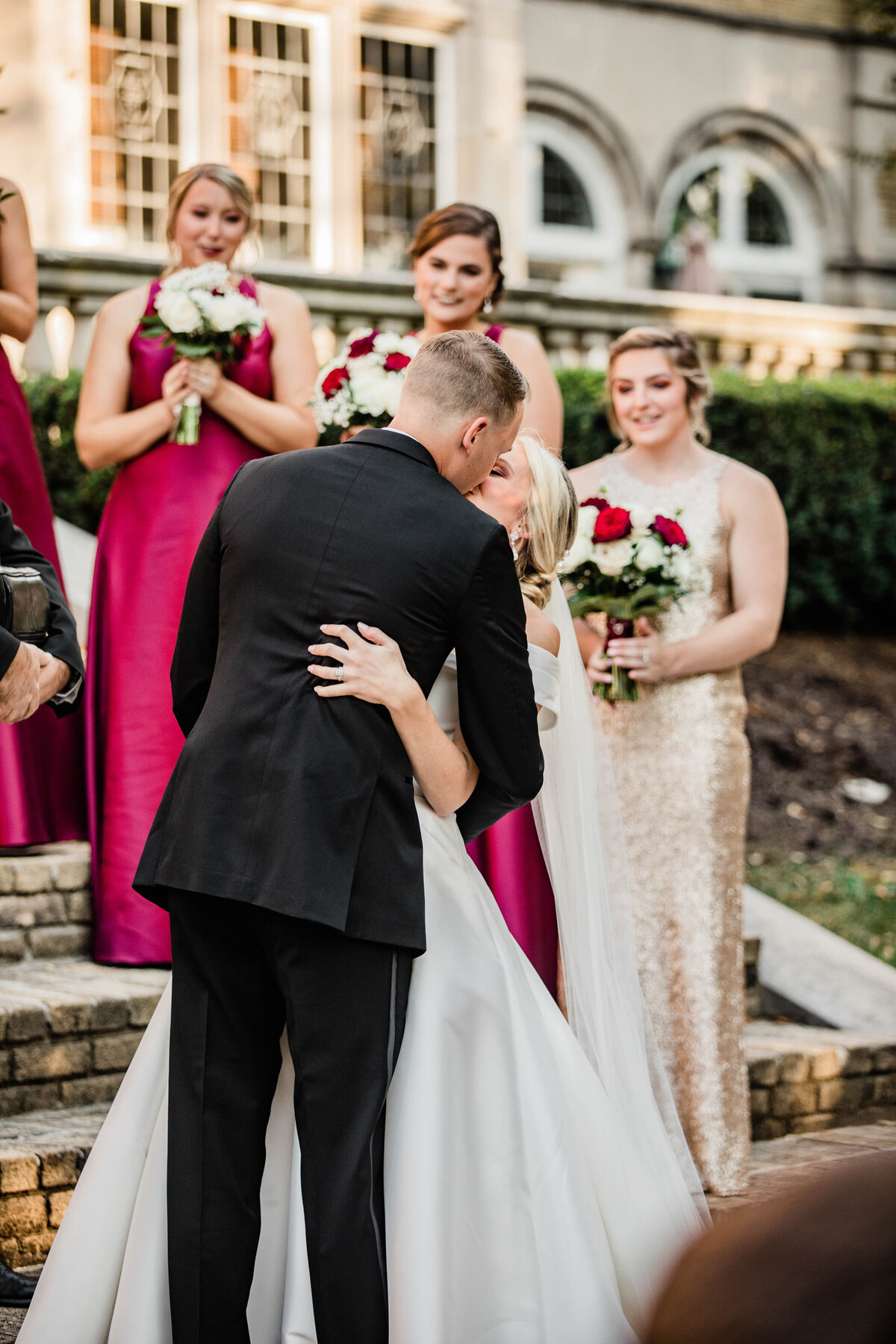 Bride and Groom kissing after ceremony