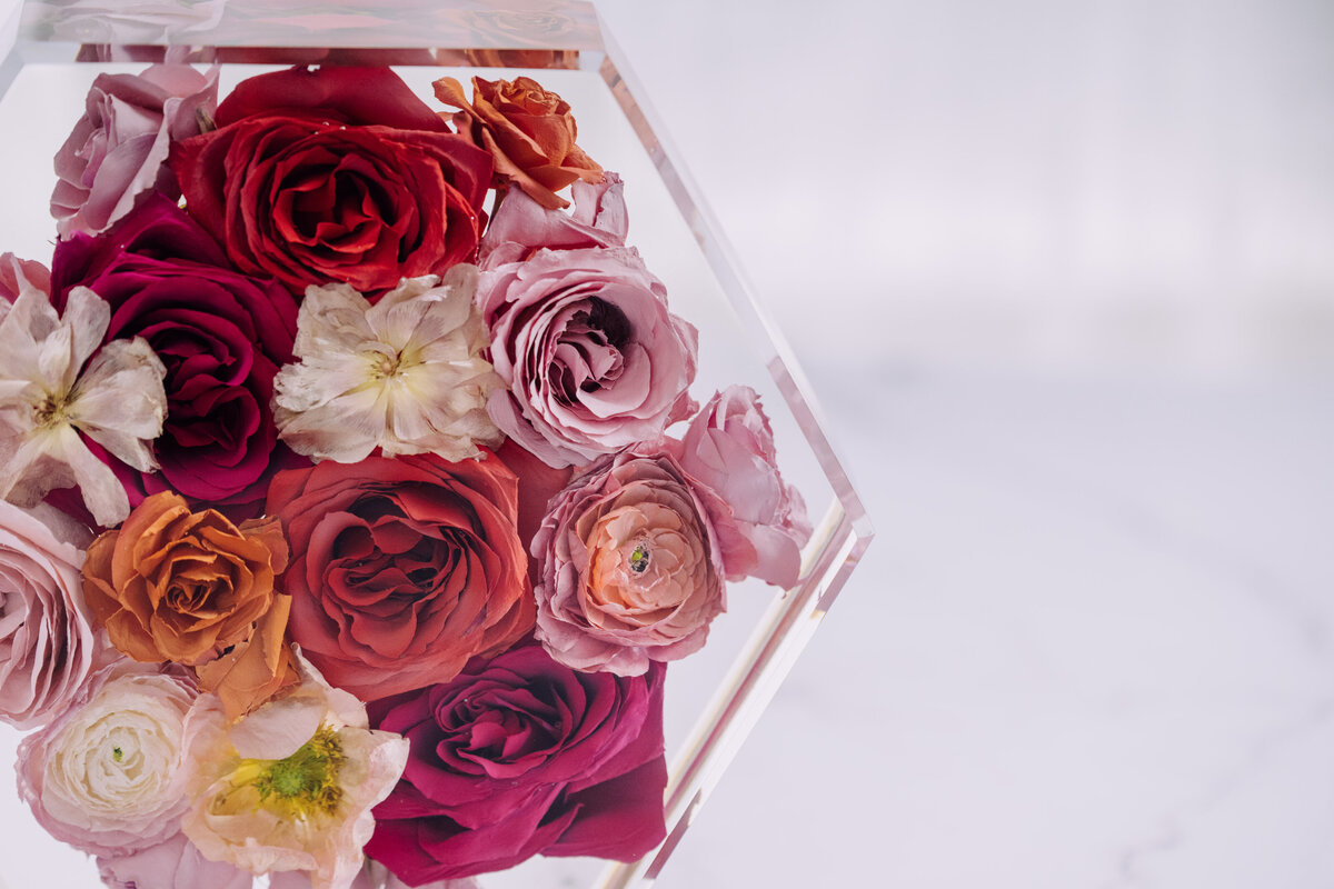 hot pink wedding bouquet preserved in resin
