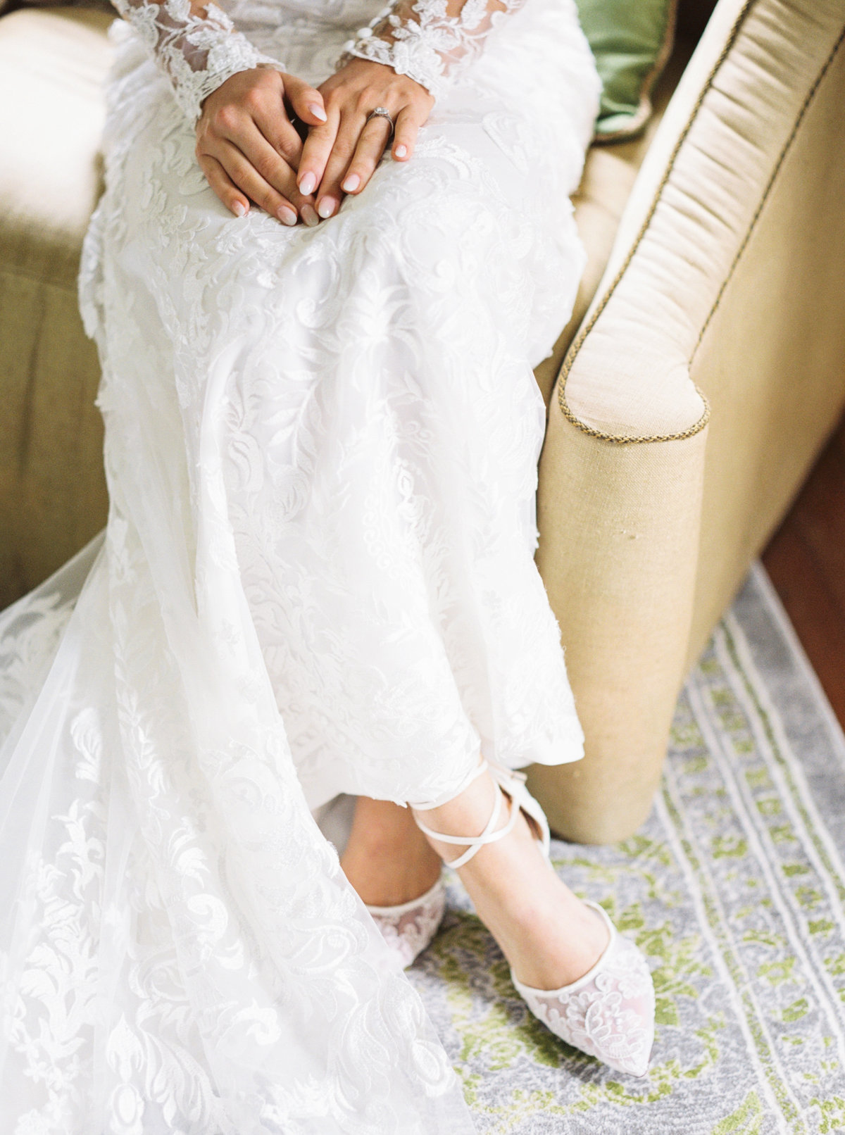 Bride with lace gown and shoes