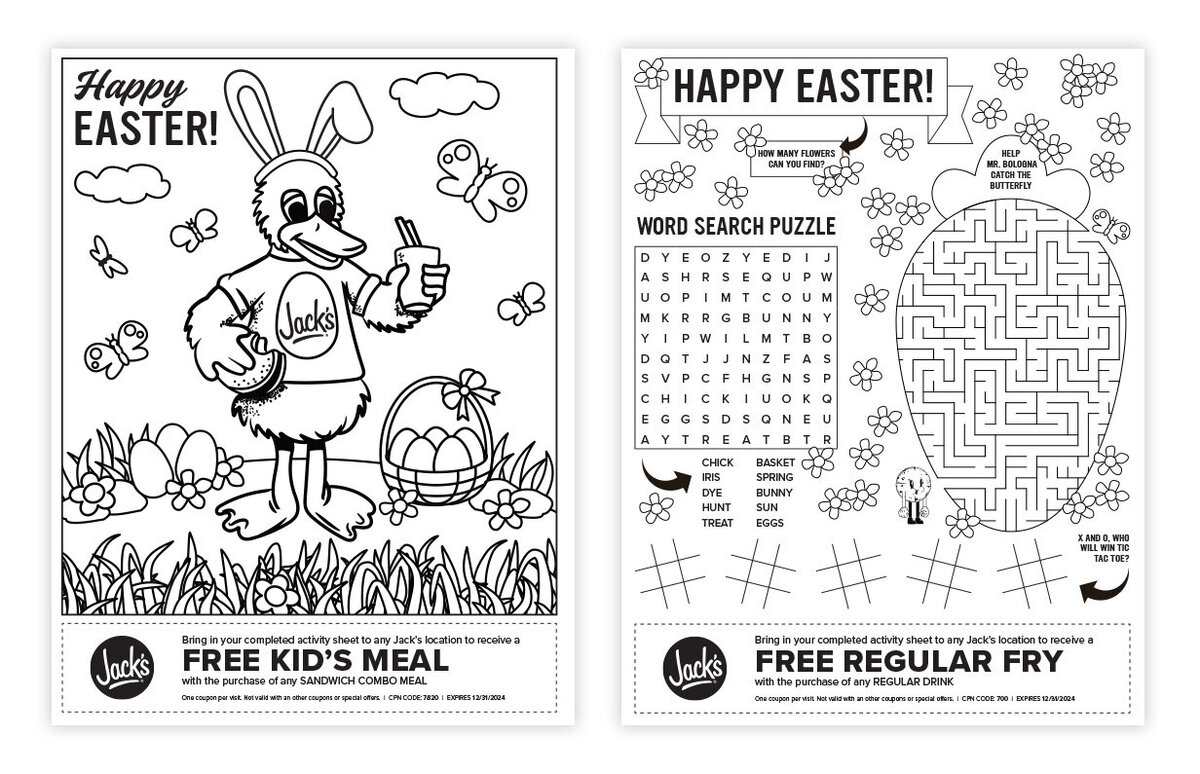 Jacks | Restaurant | Activity Sheet | Graphic Designer | Van Curen Creative