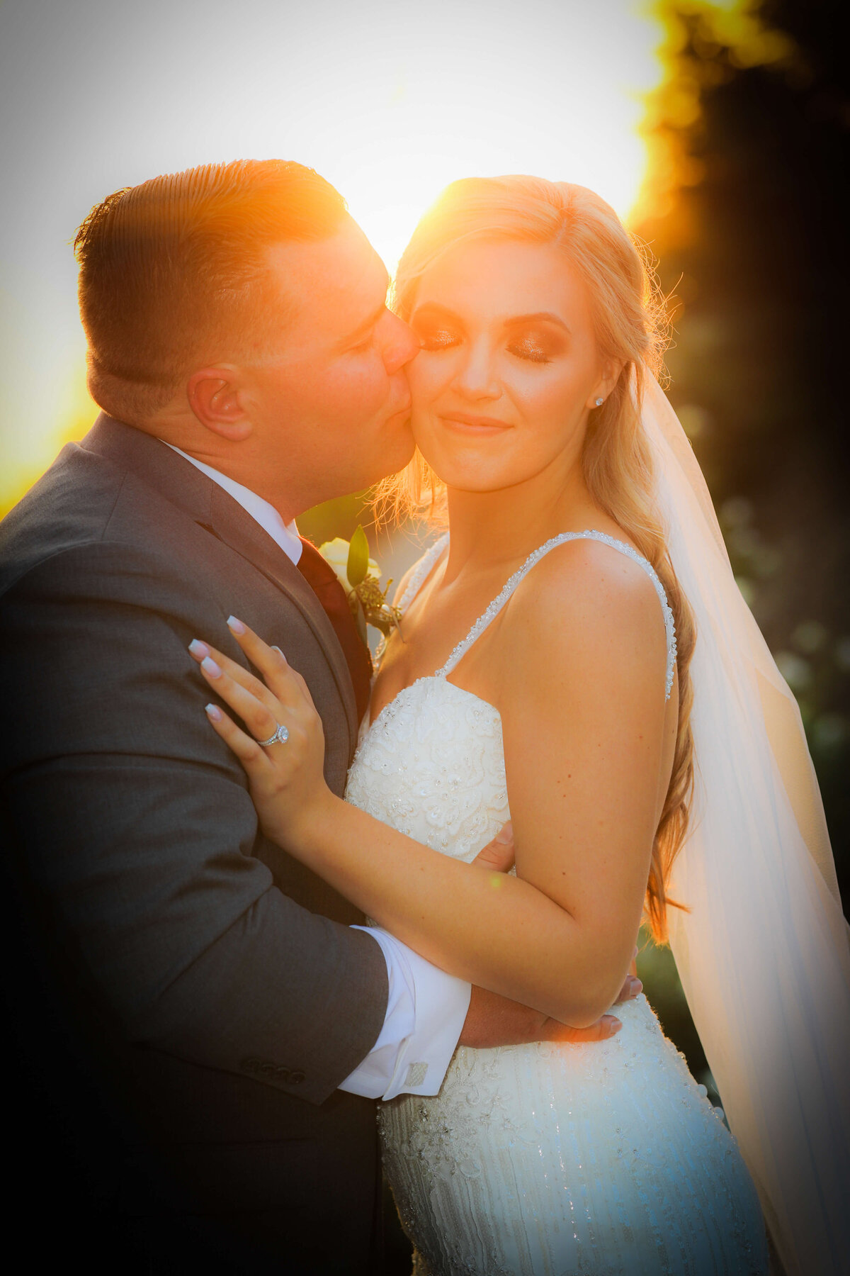 Newport Beach Wedding photographer bride and groom portrait at sunset